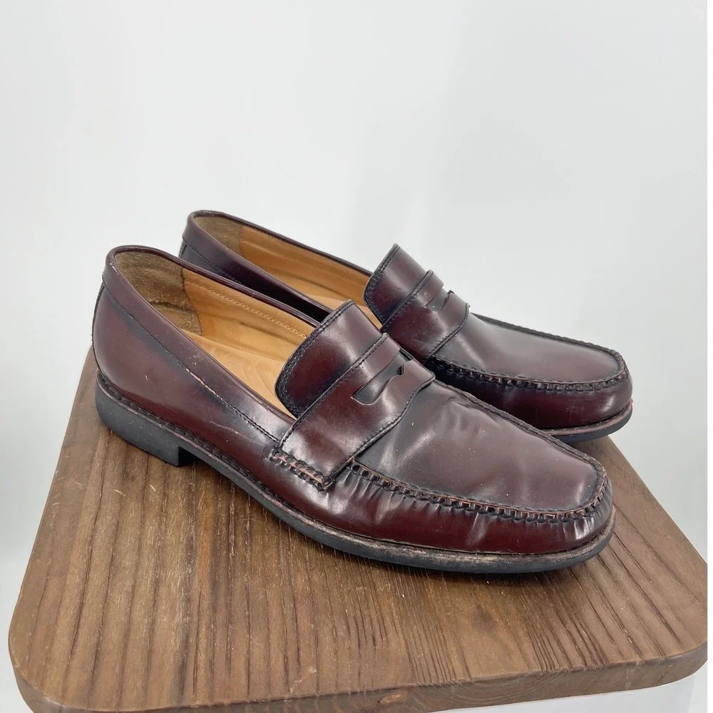 Johnston & Murphy Burgundy Leather Penny Loafers Dress Shoes 9M